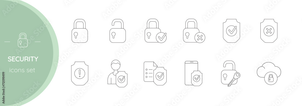 Security line icon set. Security line icon set.