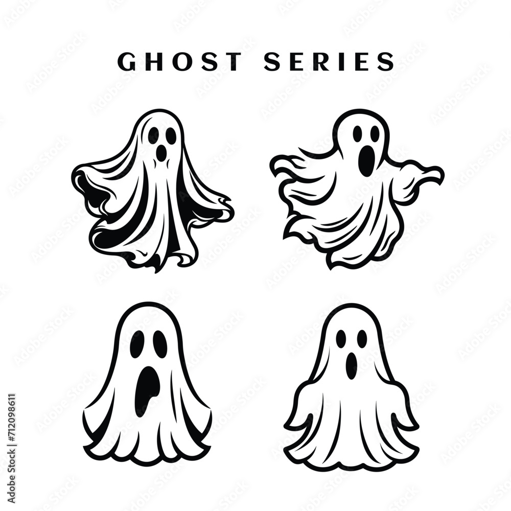 Spooky halloween ghost, ghost character set Spooky halloween ghost, ghost character set