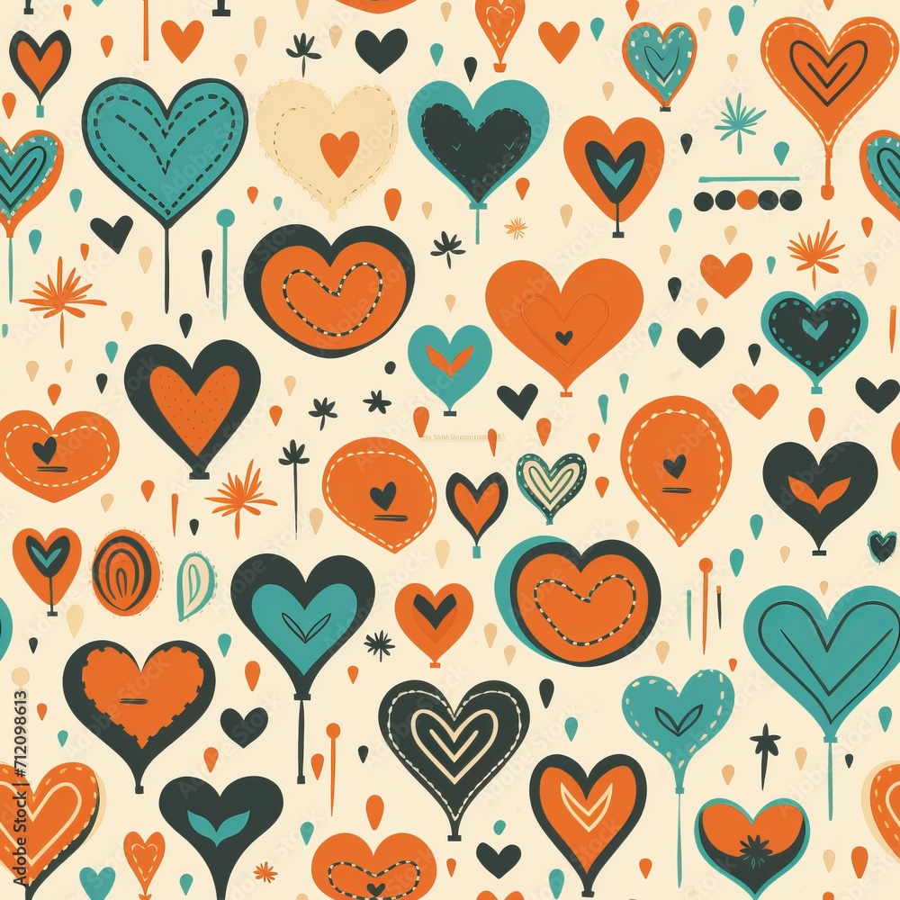 Seamless pattern with love heart design on Valentines day Seamless pattern with love heart design on Valentines day