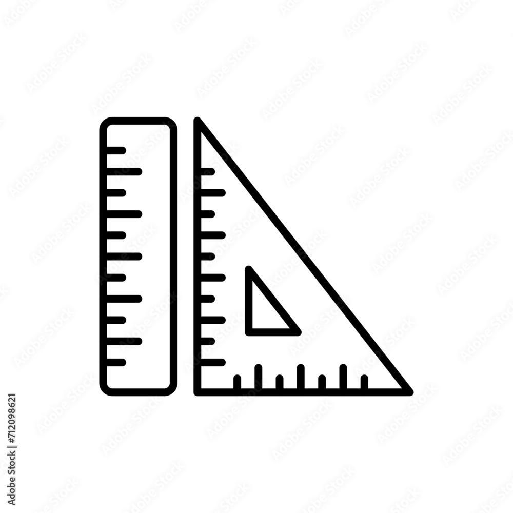 Ruler outline icons, minimalist vector illustration ,simple transparent graphic element .Isolated on white background