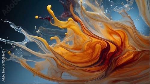 Liquid chromatic explosion. A burst of vivid paint droplets on water, forming a lively and captivating abstract splash background