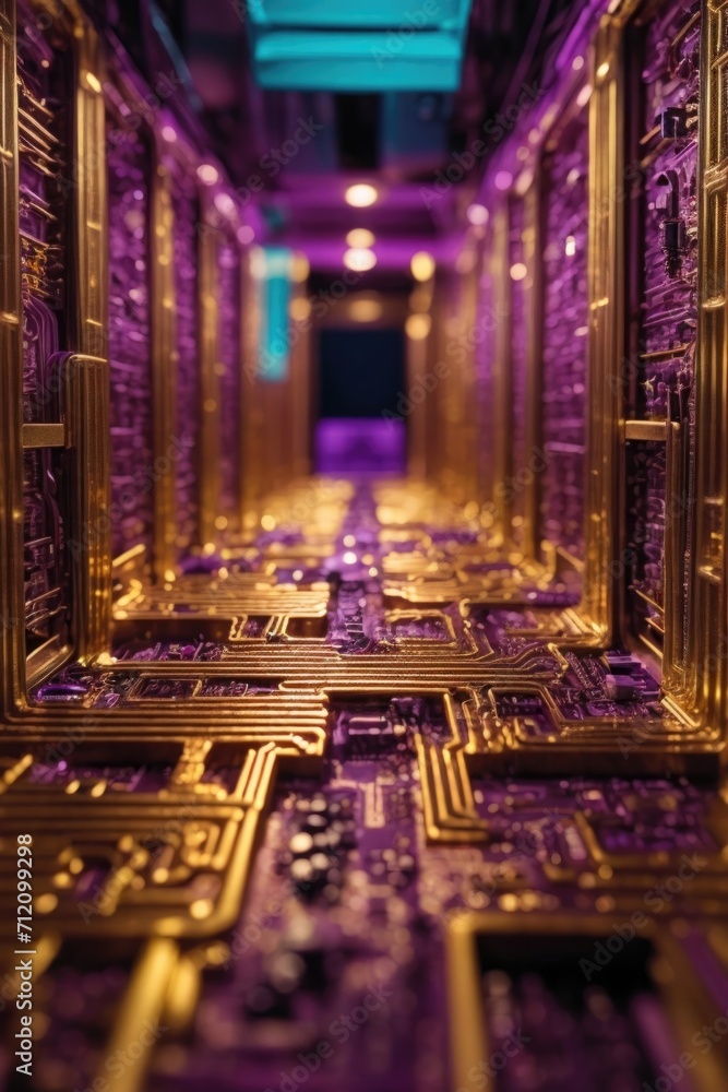 Fototapeta premium AI-Generated Amethyst Labyrinth Processor Concept - Digital Artwork