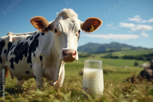 Photo of a glass of a cow's milk