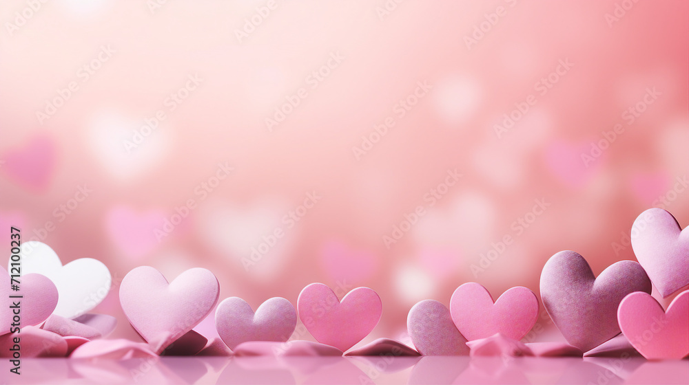 Intimate Valentine's Day Celebration with Pink Hearts on a Blurred Background - Romantic Greeting Card Design with Copy Space for Love and Happiness Intimate Valentine's Day Celebration with Pink Hearts on a Blurred Background - Romantic Greeting Card Design with Copy Space for Love and Happiness