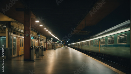 Empty subway station, trains