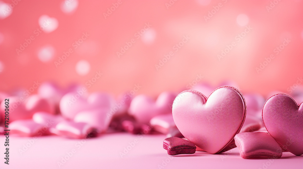 Intimate Valentine's Day Celebration with Pink Hearts on a Blurred Background - Romantic Greeting Card Design with Copy Space for Love and Happiness Intimate Valentine's Day Celebration with Pink Hearts on a Blurred Background - Romantic Greeting Card Design with Copy Space for Love and Happiness