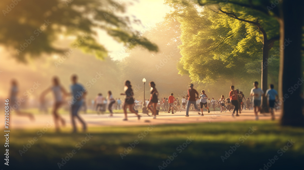 blurred background of people running at park outdoor blurred background of people running at park outdoor