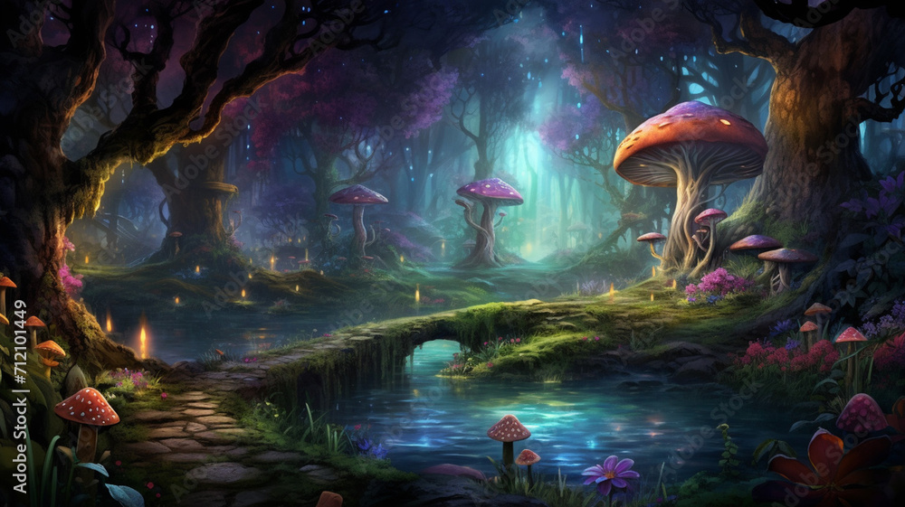 Enchanted Forest Fairy Tale Realm A magical forest