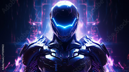 Futuristic Hologram Cyber Warrior A 3D holographic photo