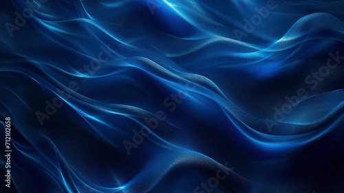 Black dark azure cobalt sapphire blue abstract background. Color gradient. Geometric shape. Wave, wavy curved line. Rough grunge grain noise. Light neon metallic shine shimmer bright. Design