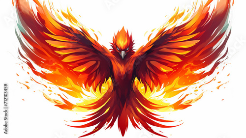 Vector Illustration Fiery Phoenix A sharp angular illustration