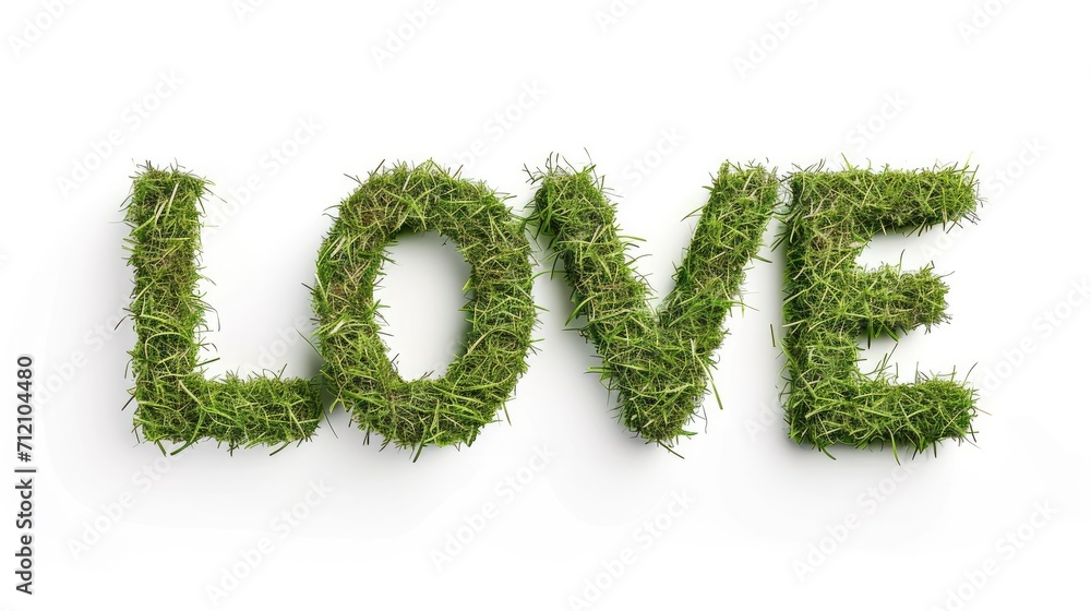 the text LOVE made by grass, isolated on white background the text LOVE made by grass, isolated on white background