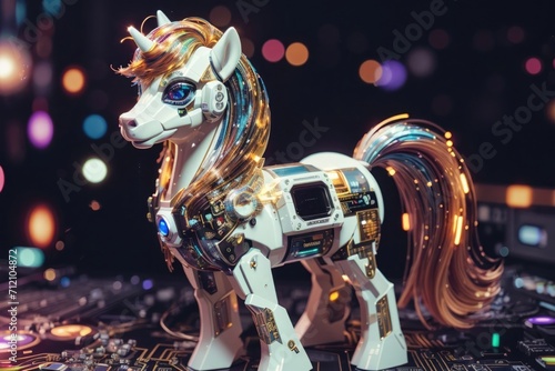 AI-Generated Photorealistic Cyberpunk Unicorn - Digital Artwork