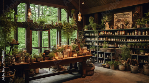 Cottage core Herbalist Shop A herbalist shop with a decorative