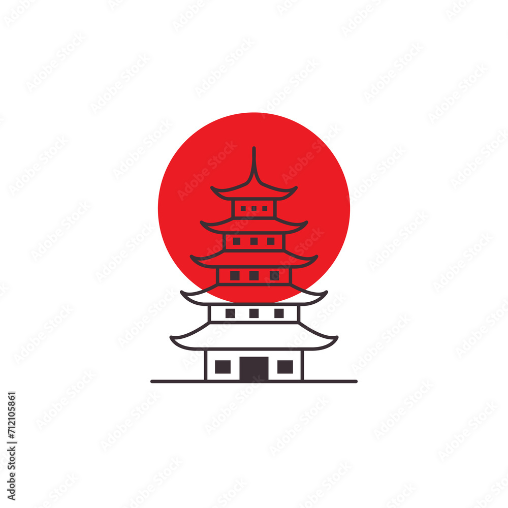 pagoda logo design icon vector