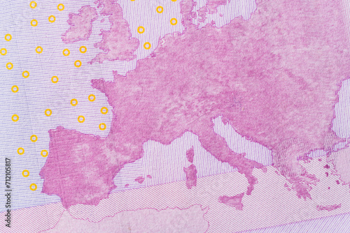 Fragment of a five hundred euro banknote. High resolution photo.