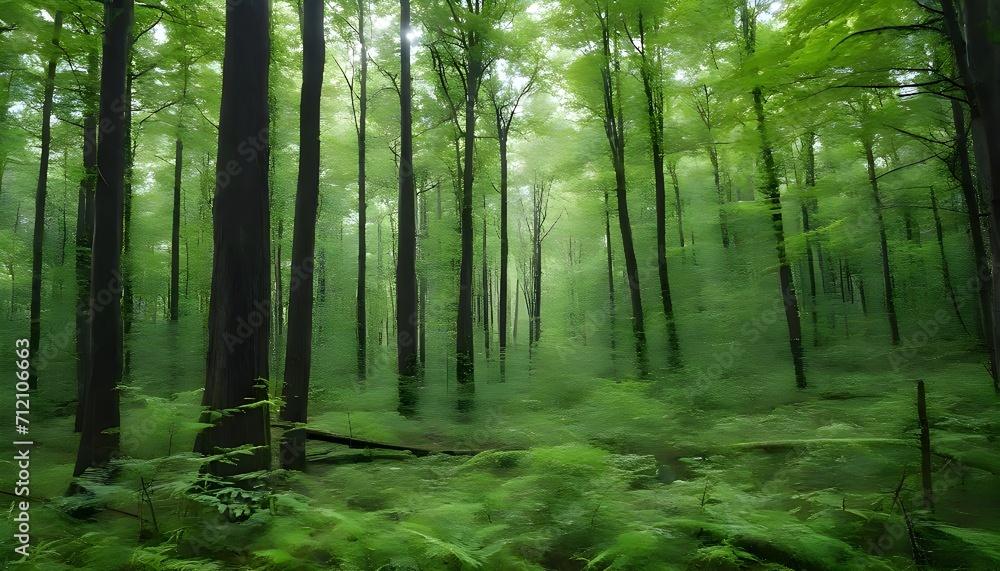 Obraz premium green forest in the morning