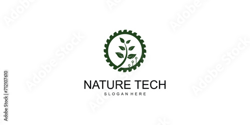 Fototapeta Naklejka Na Ścianę i Meble -  Top set nature technology logo design with modern concept| premium vector