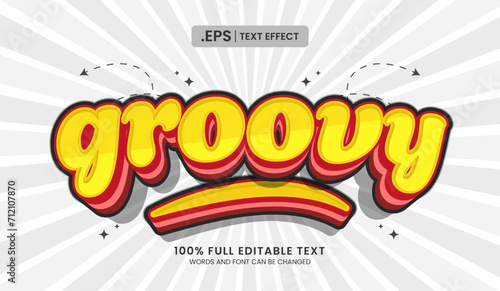 Design editable text effect, groovy 3d concept vector illustration