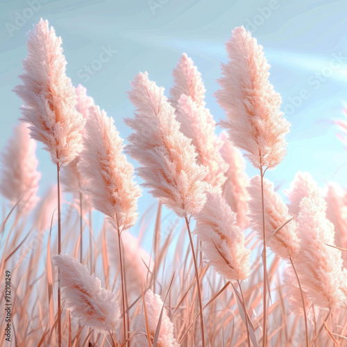 Realistic pampas grass outdoor in light pastel colors