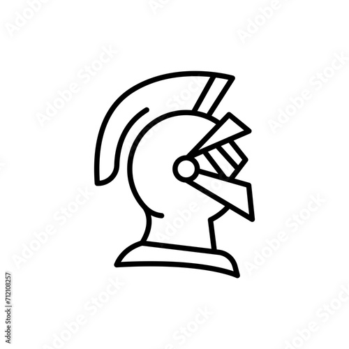 Knight helmet outline icons, minimalist vector illustration ,simple transparent graphic element .Isolated on white background