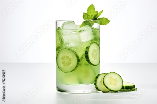 Isolated cucumber cocktail in a glass Detox idea