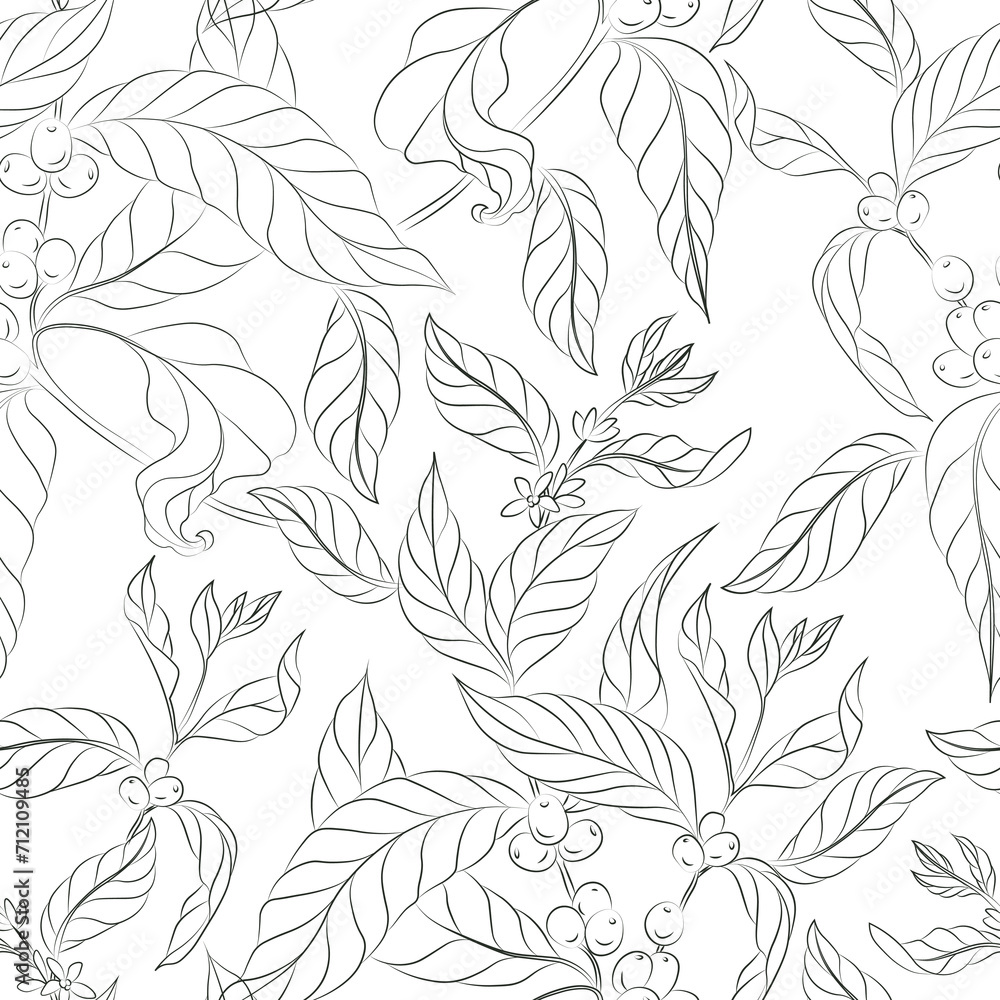 Seamless pattern with coffee sprig sketch. Seamless pattern with coffee sprig sketch.