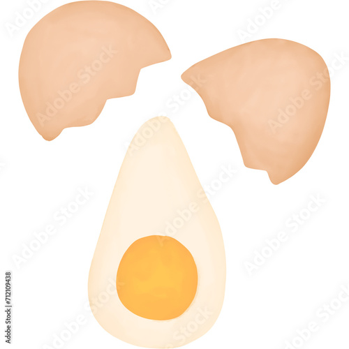cracked egg. watercolor style. isolated on transparent background
