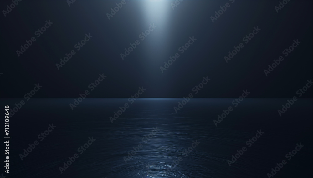 Obraz premium dark blue background with waves over the sea futuristic minimalism light from above