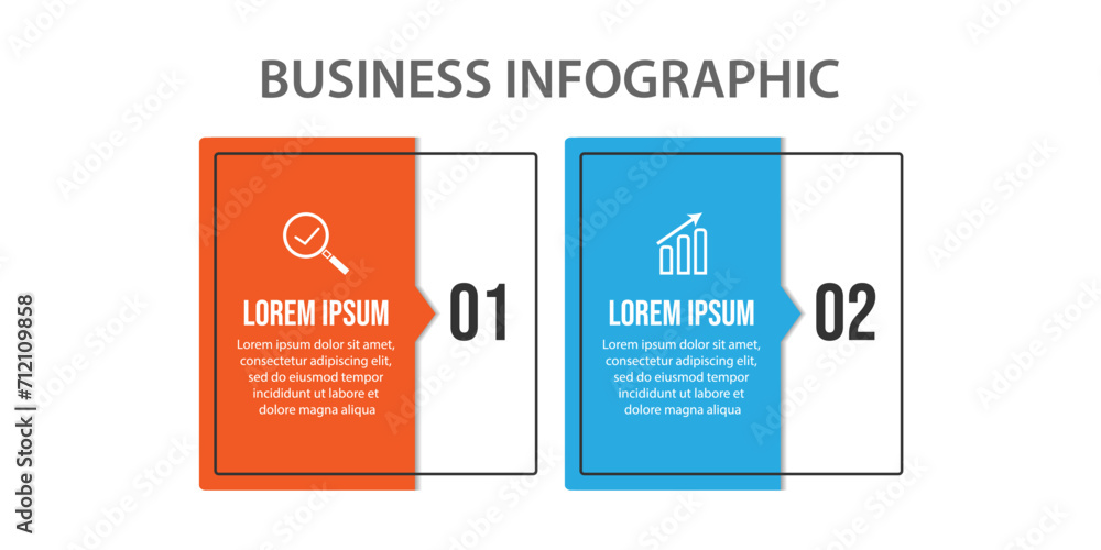Vector Infographic simple design with 2 options or steps. thin line, Can be used for presentation banners, workflow layouts, flow charts, infographics, your business presentations