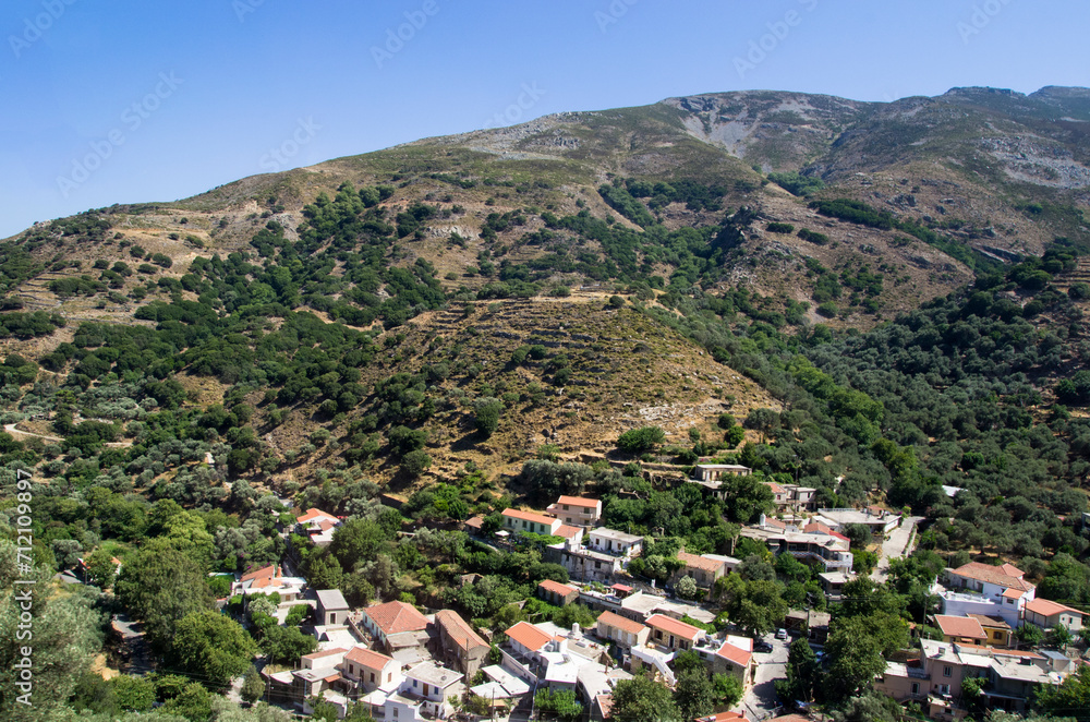 Greek village on the mountainside, landscape