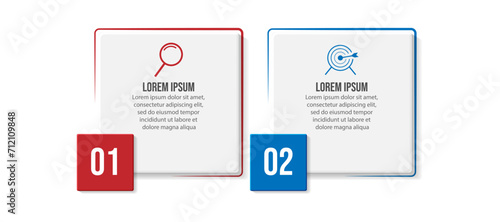 Vector Infographic simple design with 2 options or steps. thin line, Can be used for presentation banners, workflow layouts, flow charts, infographics, your business presentations