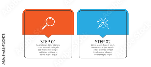 Vector Infographic simple design with 2 options or steps. thin line, Can be used for presentation banners, workflow layouts, flow charts, infographics, your business presentations