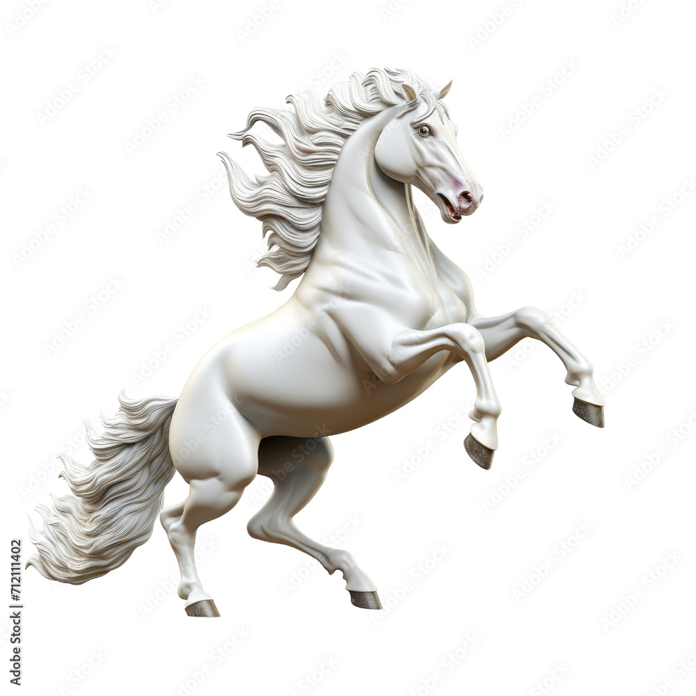 Majestic White Stallion: Horse with Flowing Mane