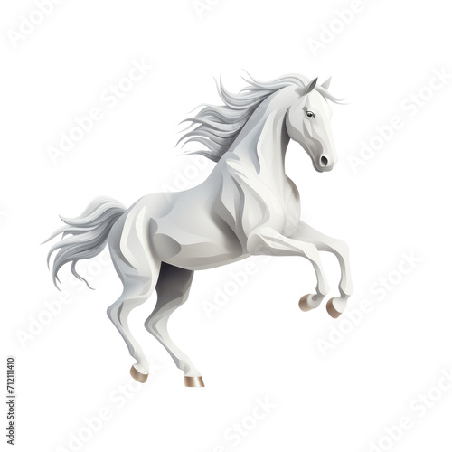 Majestic White Stallion: Horse with Flowing Mane