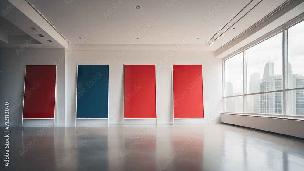Fototapeta premium Interior of a empty room with empty posters