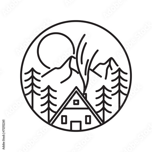 cabin night logo design icon vector