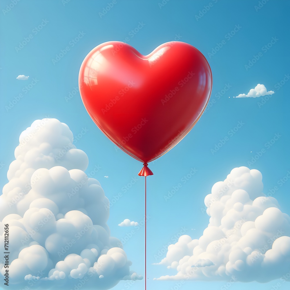 heart shaped balloon in the sky