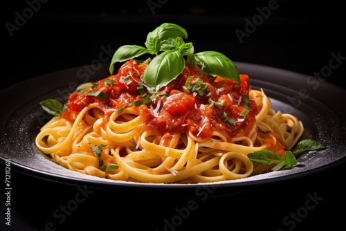 Spicy tomato pasta with parmesan and basil Chifferi Rigati