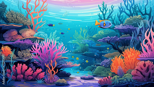 Vector Illustration Tropical Coral Reef A vibrant