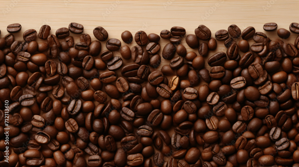 Background with isolated realistic coffee beans top