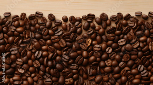 Background with isolated realistic coffee beans top