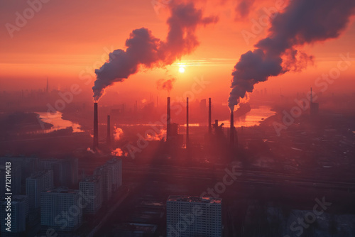 Factory pollution makes carbon dioxide smoke.