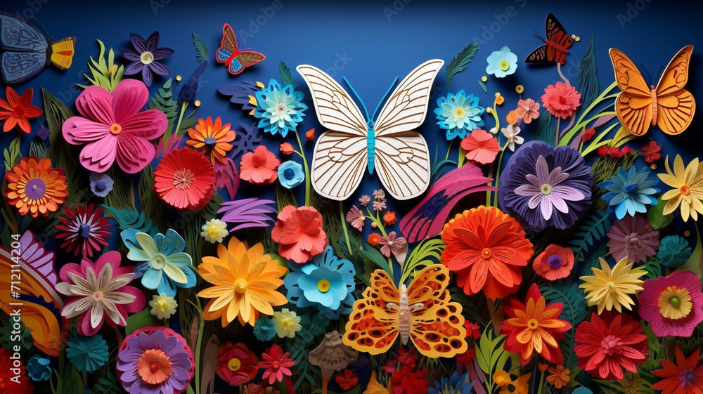 Papercut Style Butterfly Garden Magic A papercut Papercut Style Butterfly Garden Magic A papercut