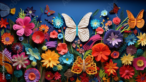 Papercut Style Butterfly Garden Magic A papercut