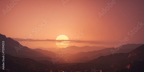 Wallpaper Mural Peach colored sunrise over the mountains. Beautiful landscape. Panoramic view, romantic background  Torontodigital.ca