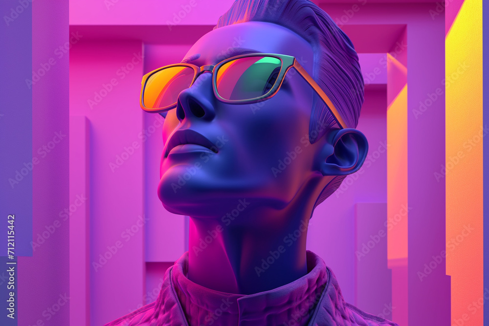 Human portrait game background style 3d stylish illustration Human portrait game background style 3d stylish illustration