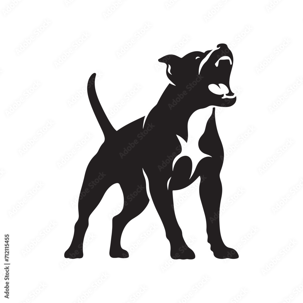 Canine Elegance: Pitbull Dog Silhouette Set in Detailed Illustrations Reflecting the Grace and Beauty of this Breed - Monster Dog Silhouette - Powerful Pitbull Vector
