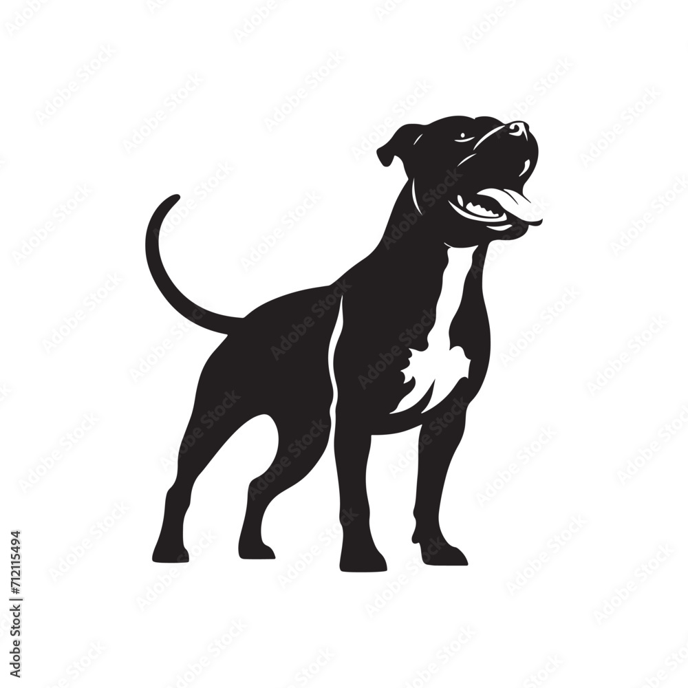 Obraz premium Dignified Canine Shadows: Pitbull Dog Silhouette Collection Portraying the Grace and Composure of this Noble Dog - Monster Dog Silhouette - Powerful Pitbull Vector 
