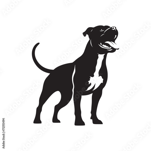 Dignified Canine Shadows: Pitbull Dog Silhouette Collection Portraying the Grace and Composure of this Noble Dog - Monster Dog Silhouette - Powerful Pitbull Vector
